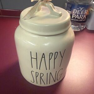 RAE DUNN Happy Spring Ceramic Canister - Cream